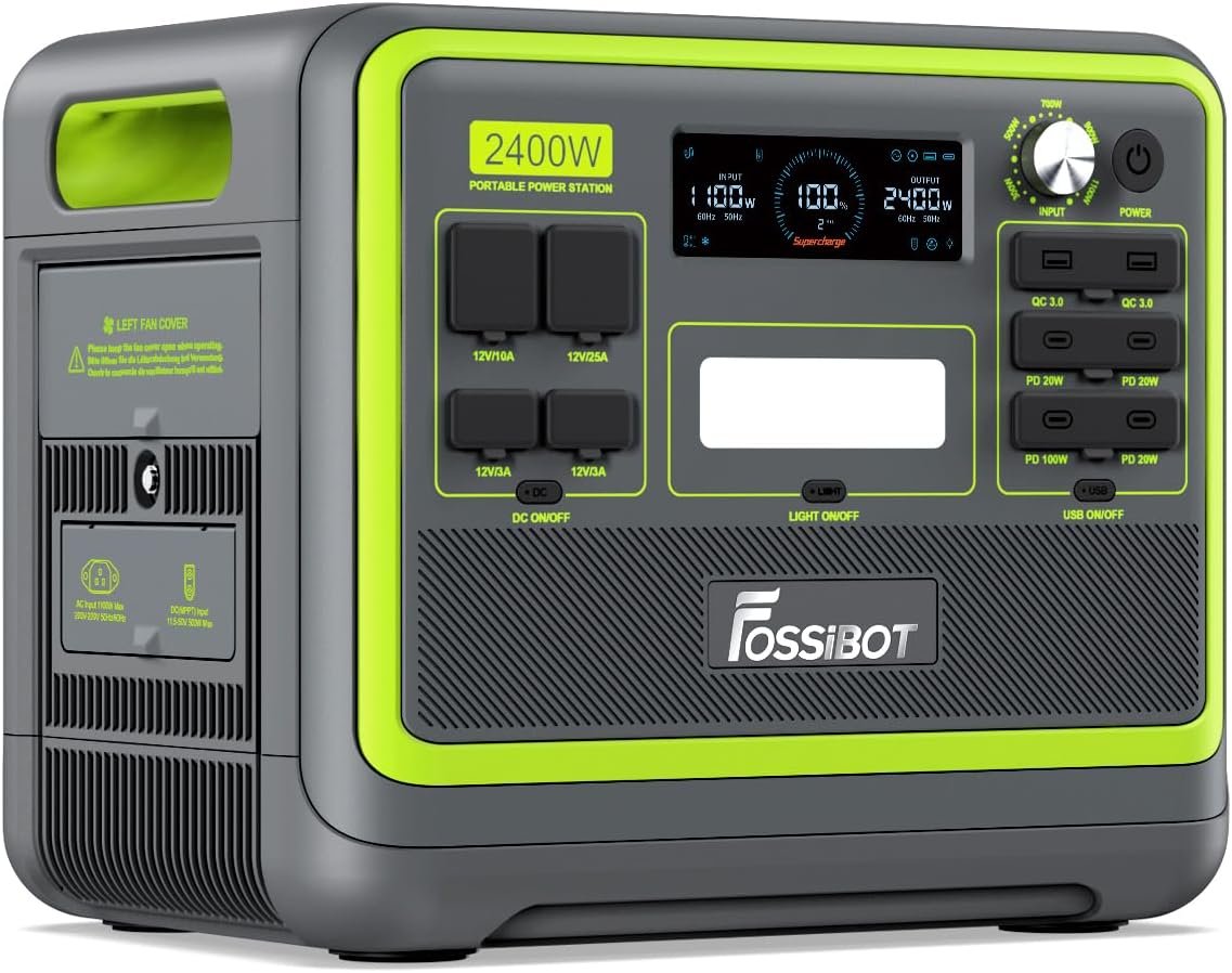 Portable power station with Fossibot branding on a white background